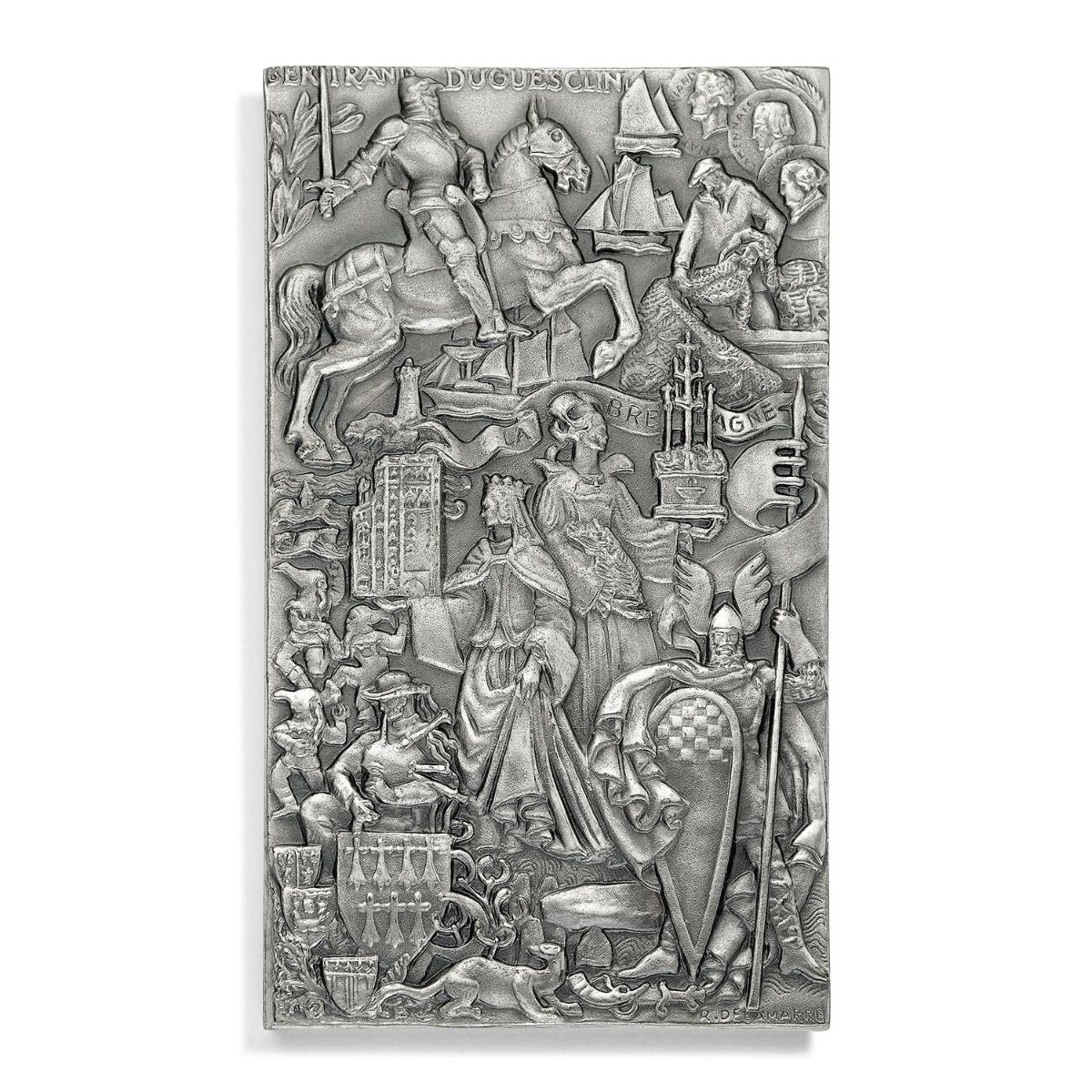 plaque de la Bretagne en bronze argenté