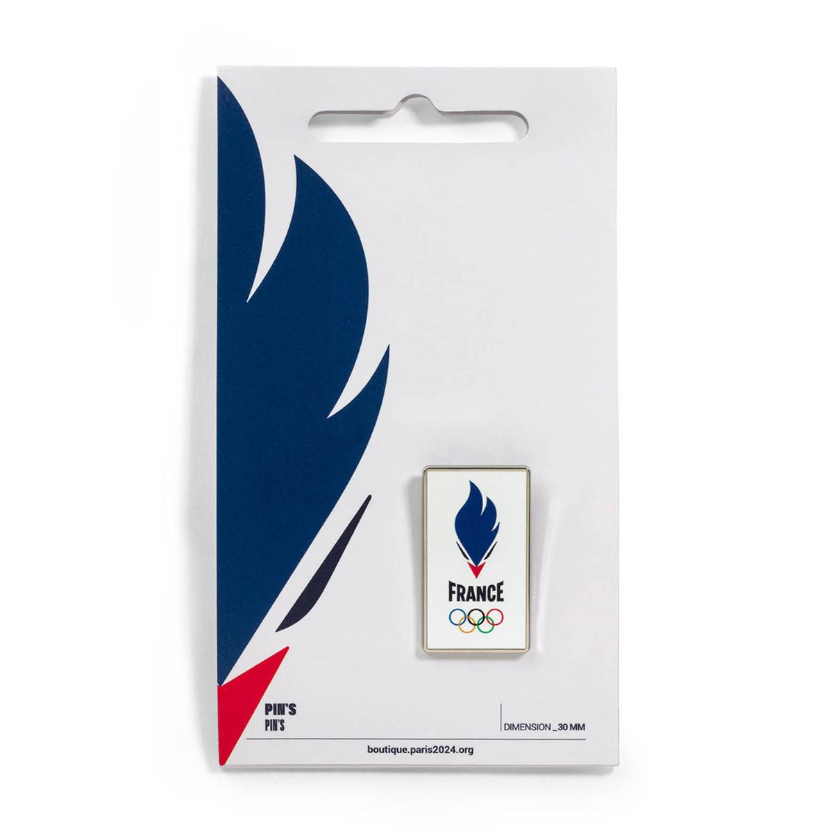 Pin's JO 2024 - Coq blanc - Cartonnette demi Tête de coq face