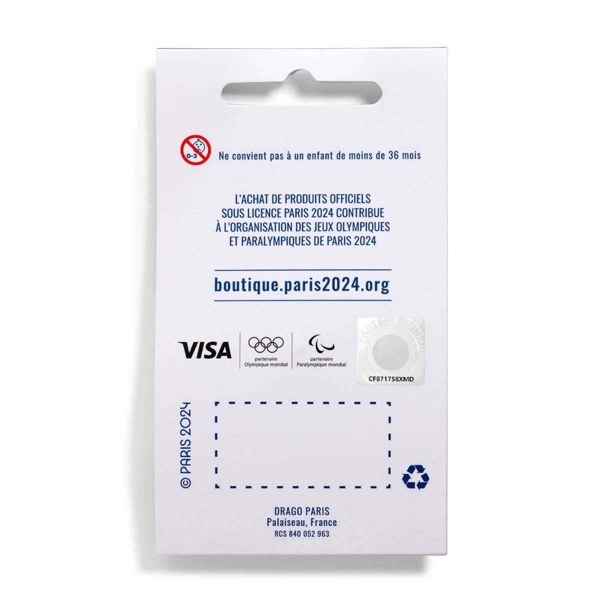 Pin's JO 2024 - Porte voix fond rouge / blanc revers