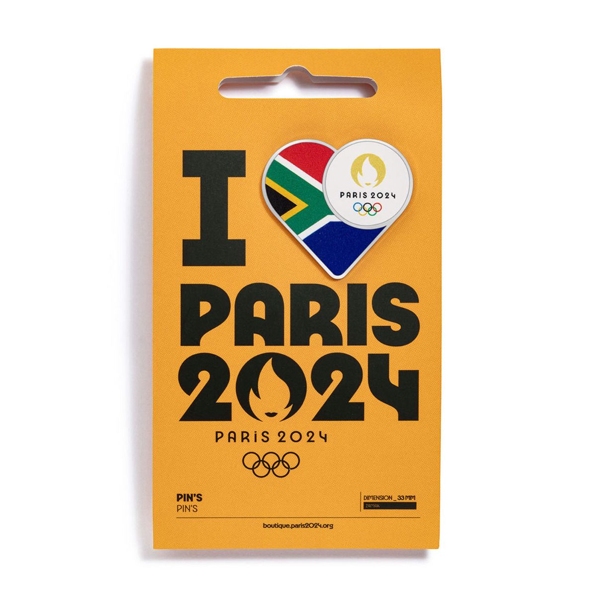 Pin's JO 2024 - Drapeau Afrique du Sud en Zamack face