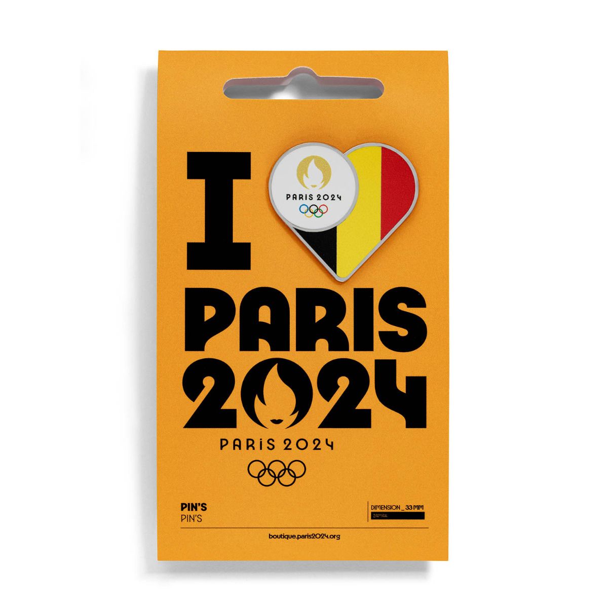 Pin's JO 2024 - Drapeau Belgique en Zamack face