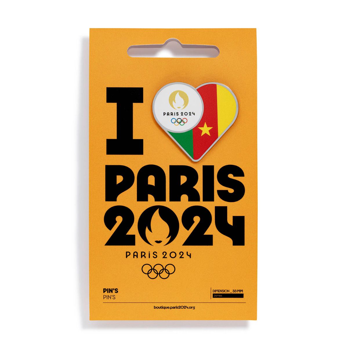 Pin's JO 2024 - Drapeau Cameroun en Zamack face