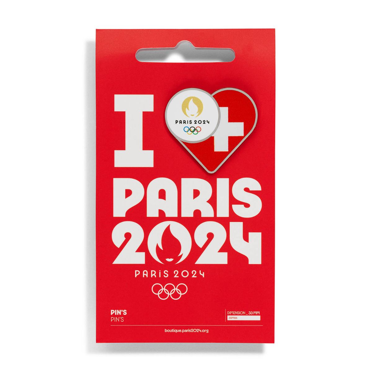 Pin's JO 2024 - Drapeau Suisse en Zamack face