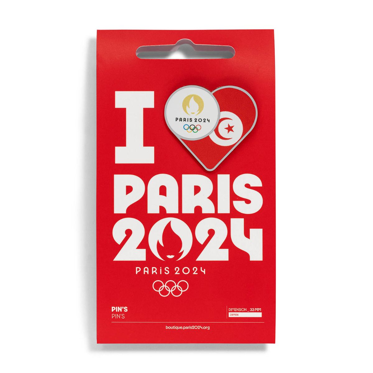 Pin's JO 2024 - Drapeau Tunisie en Zamack face