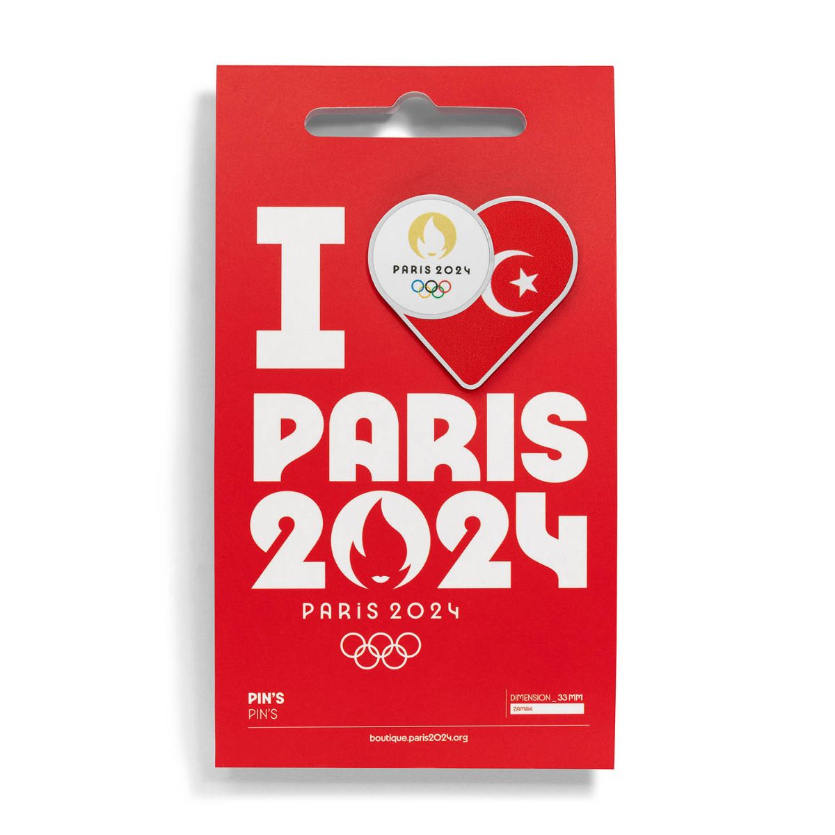 Pin's JO 2024 - Drapeau Turquie en Zamack face