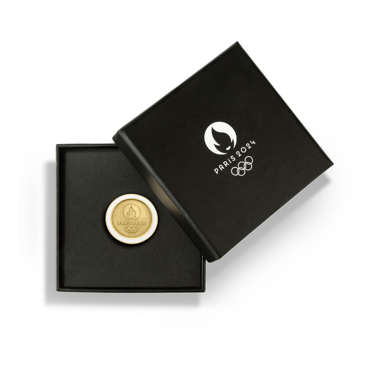 Pin's JO 2024 - Premium doré blanc  en Vermeil avec coffret