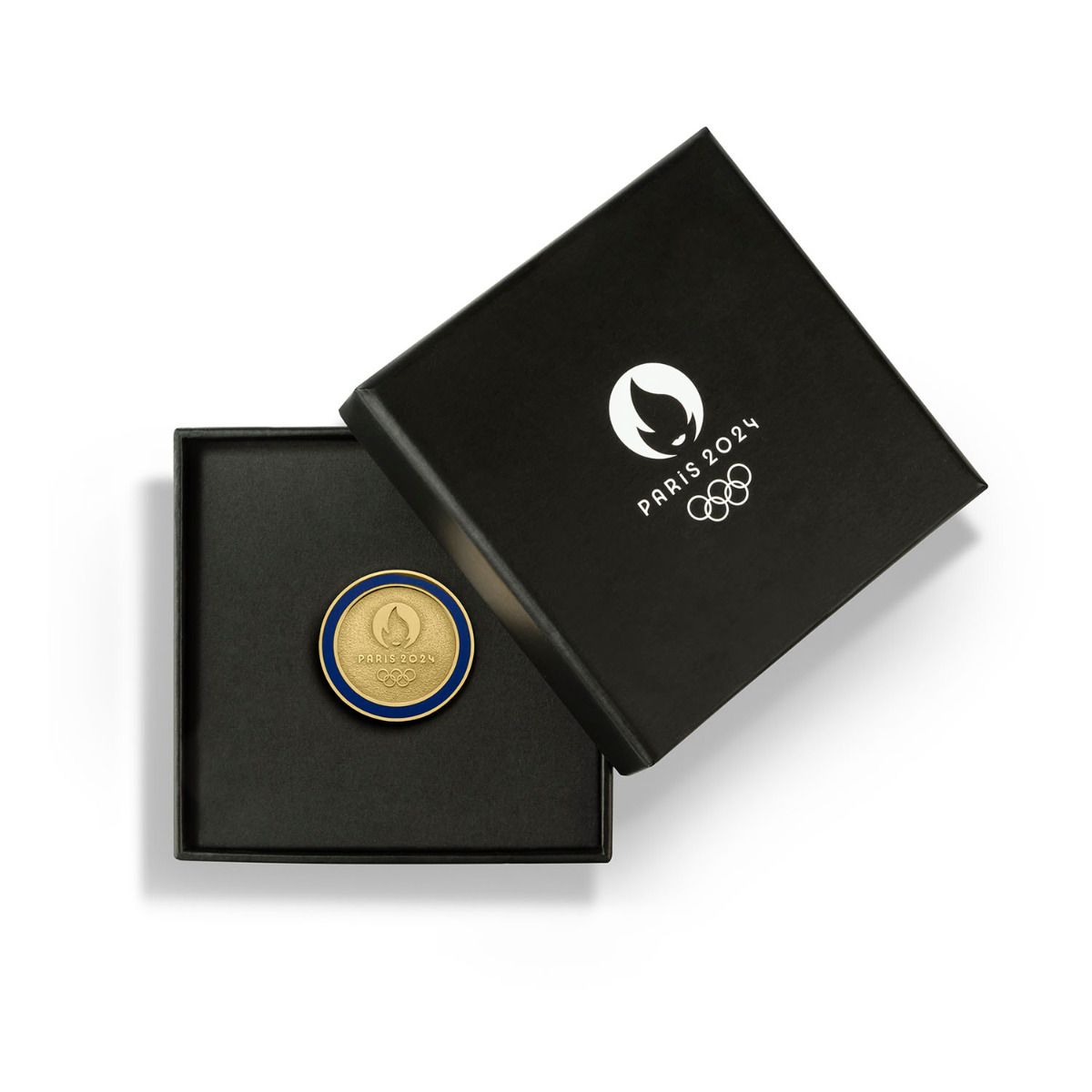 Pin's JO 2024 - Premium doré bleu en Vermeil en coffret