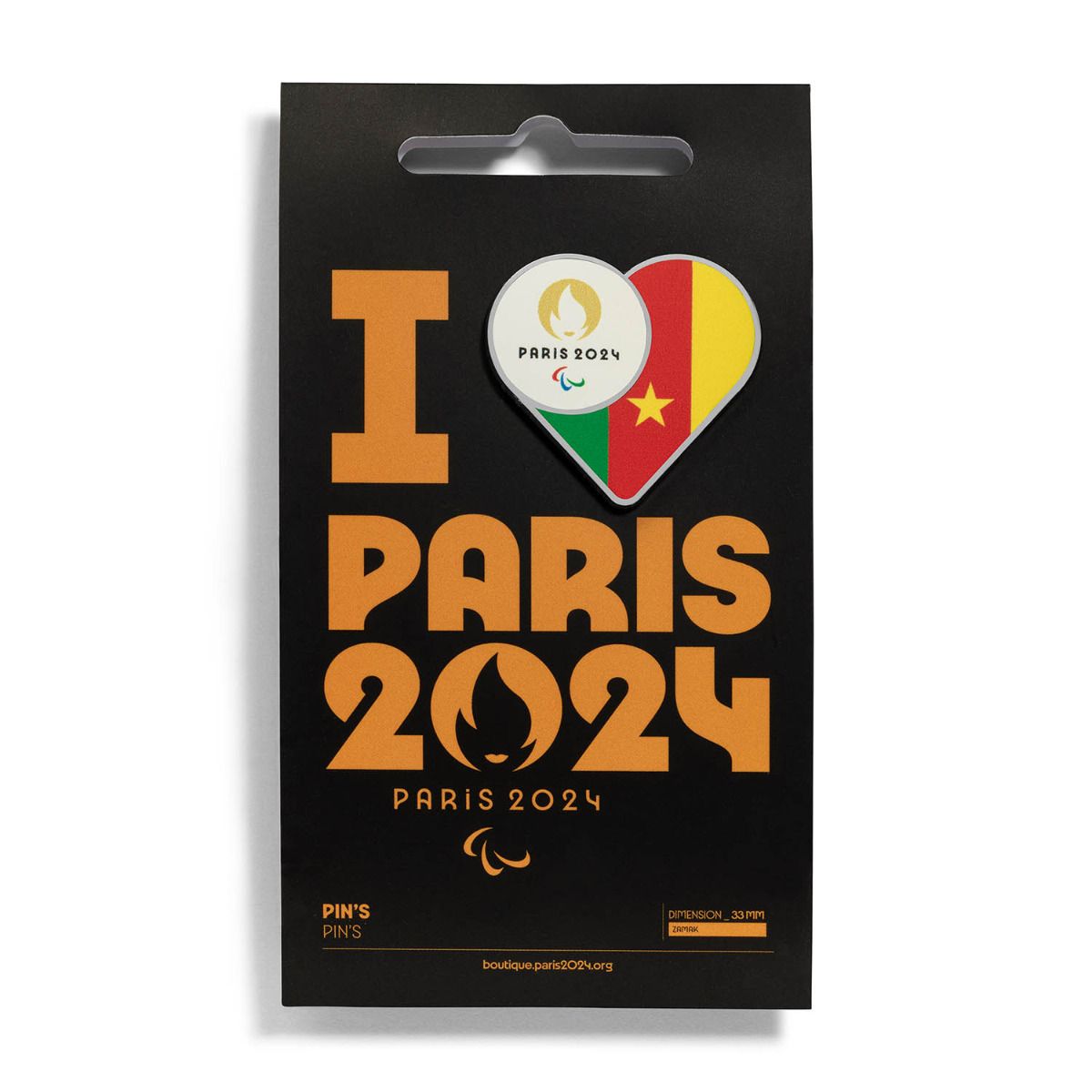 Pin's Para 2024 - Drapeau Cameroun en Zamack face