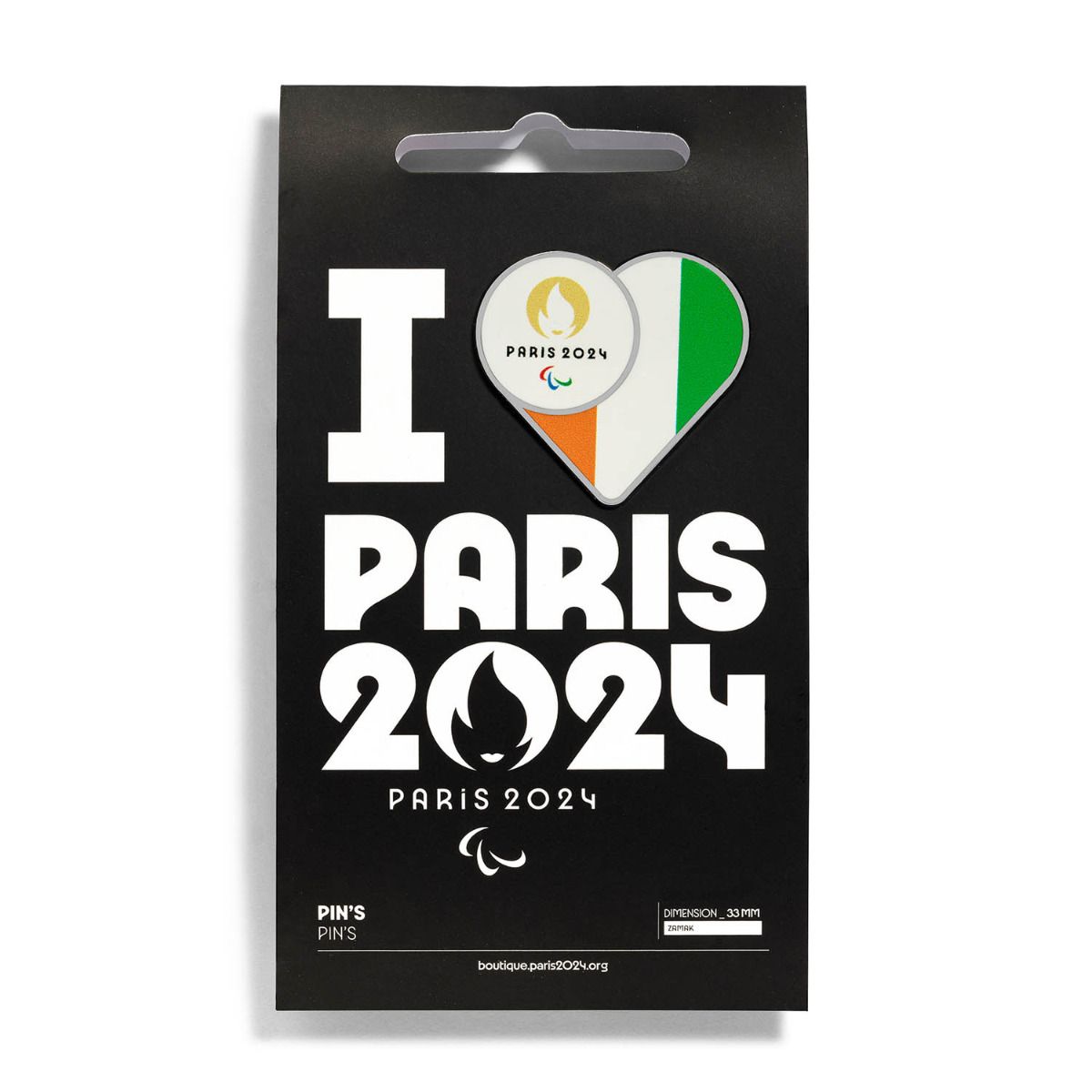 Pin's Para 2024 - Drapeau Côte d'Ivoire en Zamack face