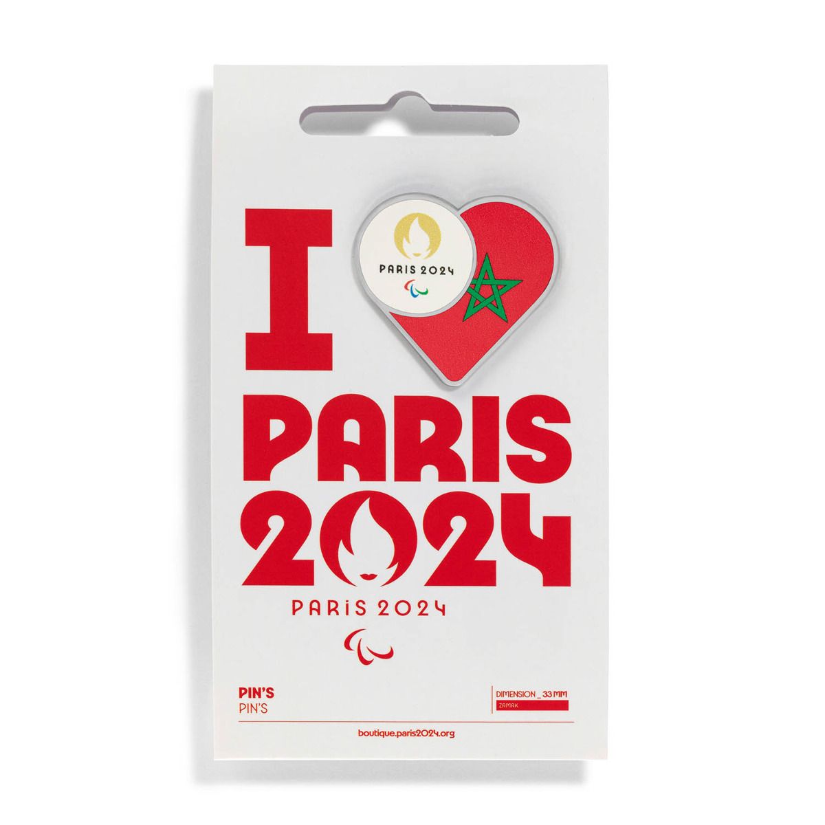 Pin's Para 2024 - Drapeau Maroc en Zamack face