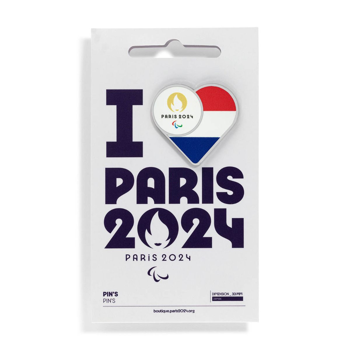 Pin's Para 2024 - Drapeau Pays-Bas en Zamack face