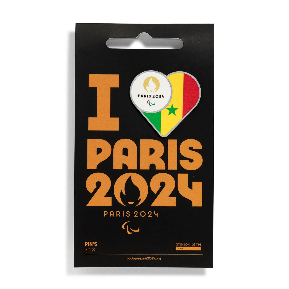 Pin's Para 2024 - Drapeau Sénégal en Zamack