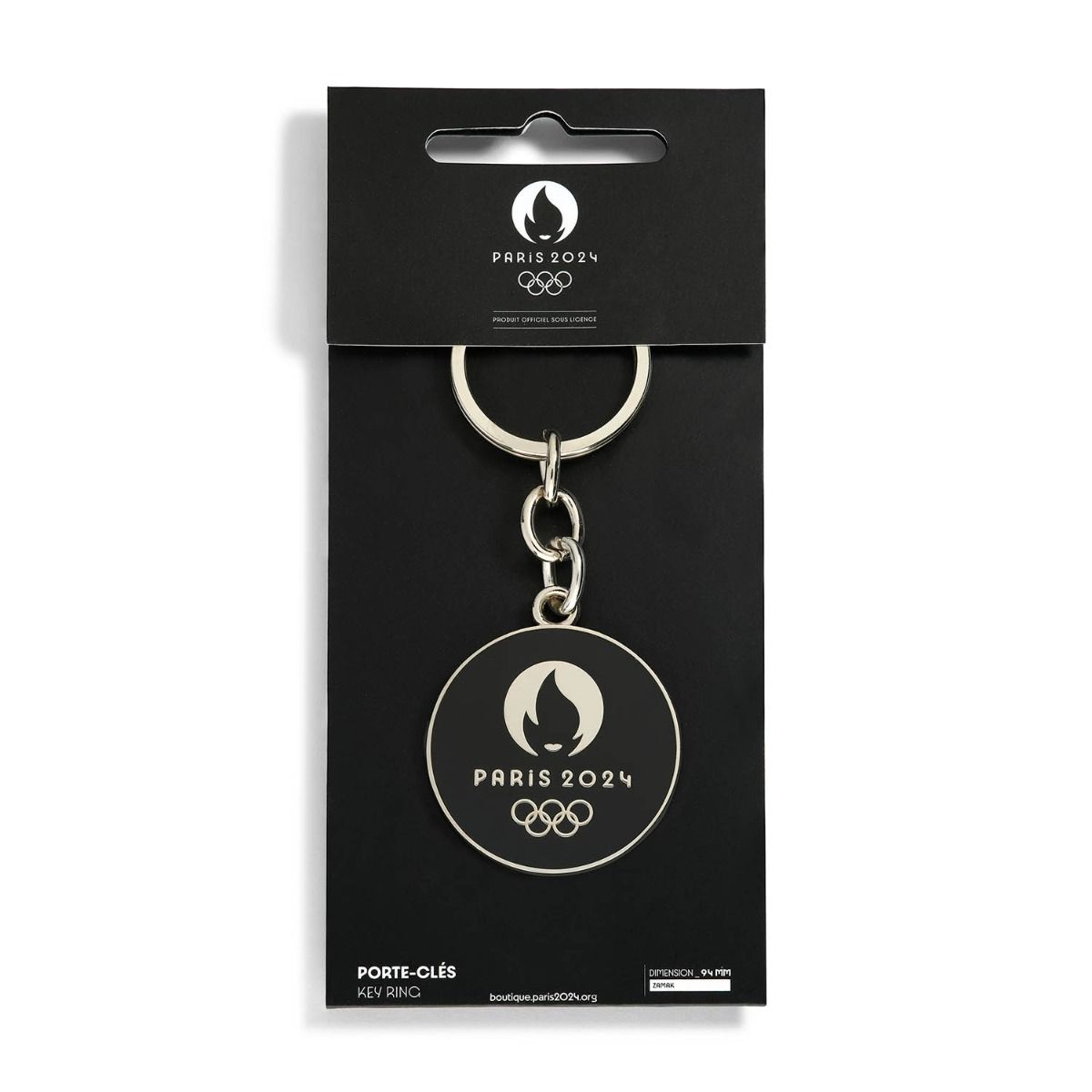 Porte-clés JO 2024 - Emblème plat noir en Zamack face